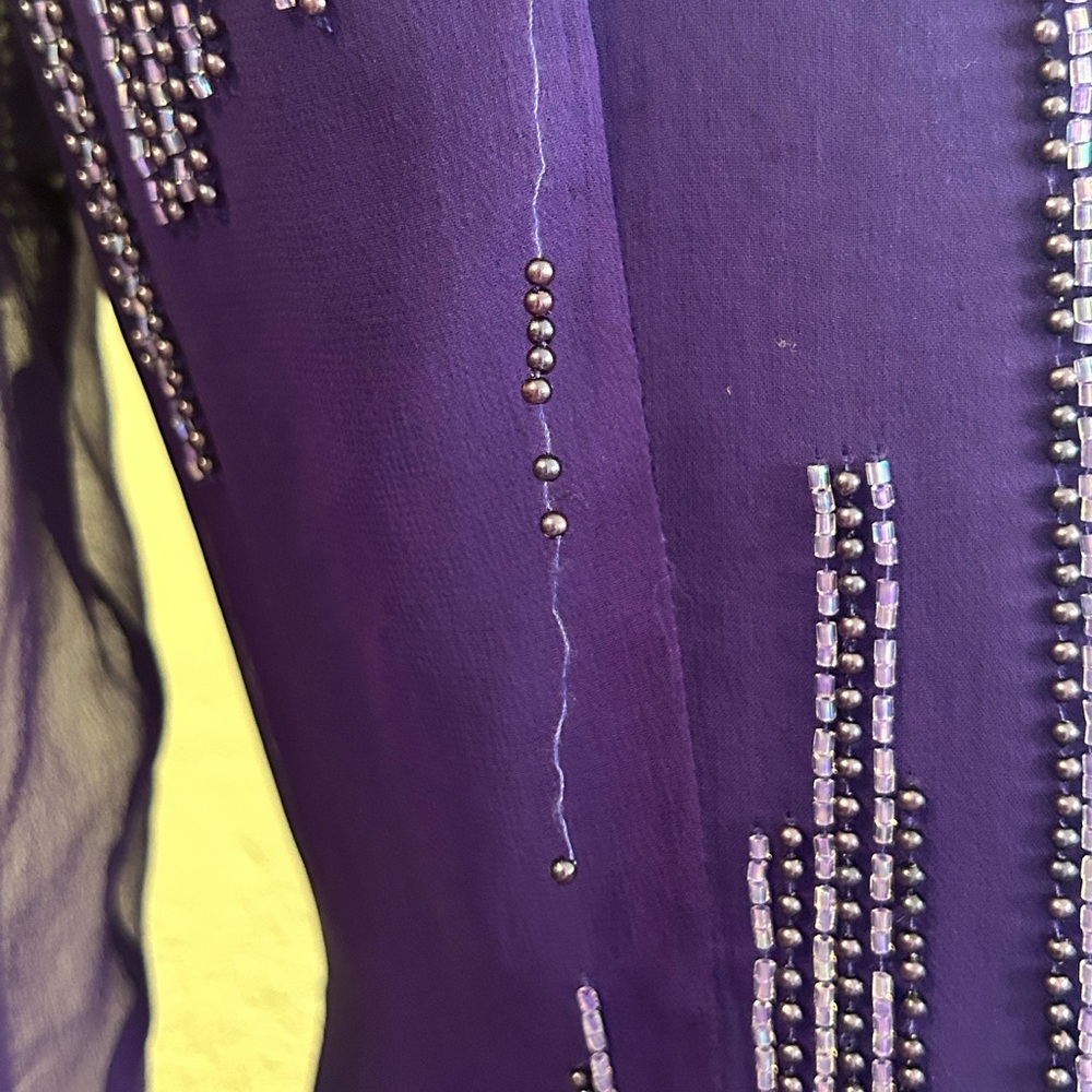 Unbranded Purple Sequin Embellished Asymmetrical silk Gown Sz 8 - Picture 7 of 13